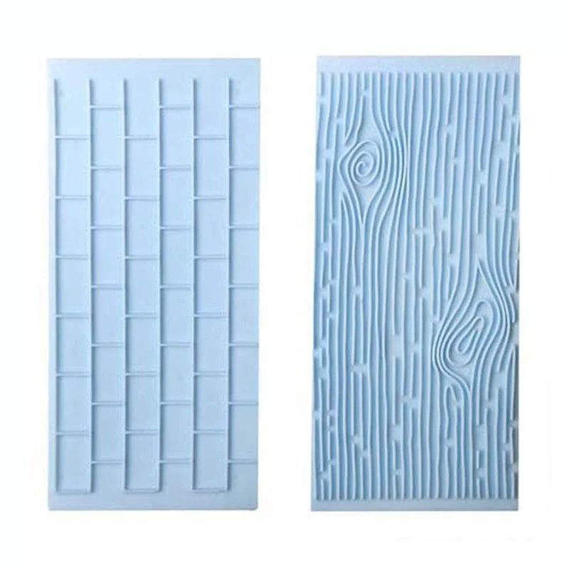 2Pcs/Set Texture Silicone Cake Mold Tree Bark & Brick Wall  Mat Fondant  Decorating Tools Supplies