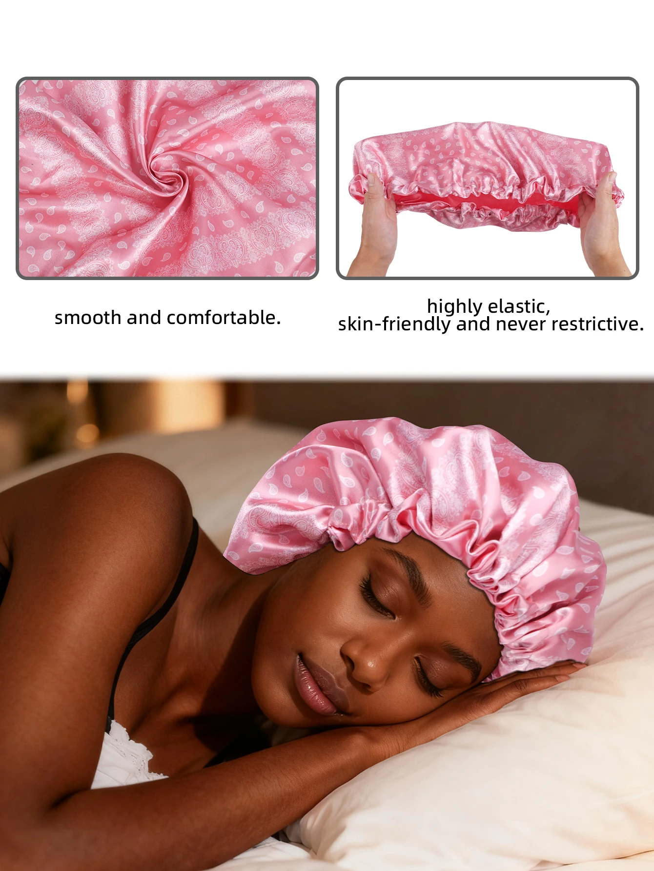 Unisex Almond Flower Sleep Hat Adjustable Hair Protection Cap for Travel And Home Easy to Clean Reusable Comfortable Festival Gi
