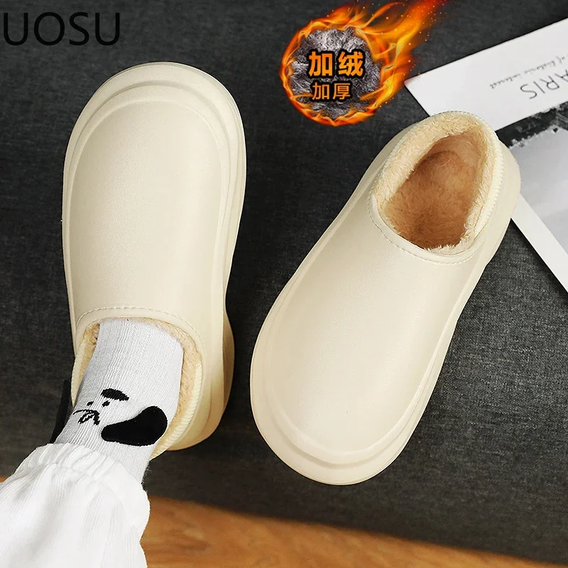 Eva Slippers Slipper for Men Slip-on Trendy All-match Hard-wearing UOSU Warm Plush Winter Shoes for Home Man Hot Sale New Style