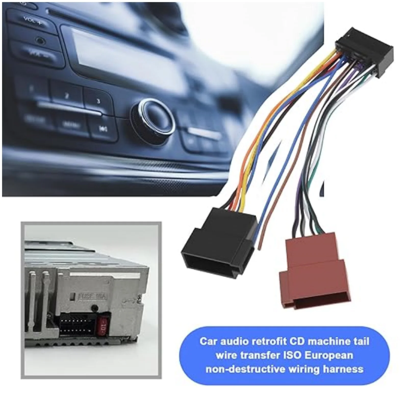 Imagem -03 - Rádio do Carro Cabo Adaptador Iso Conector tipo Universal Compatível com Audiovox Cross Plug para Iso Fêmea 20pin