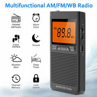 Portable Weather Radio FM AM NOAA Emergency Pocket Radio With Weather Warning Alarm Clock Auto-Search Channels Mini Hand Radio