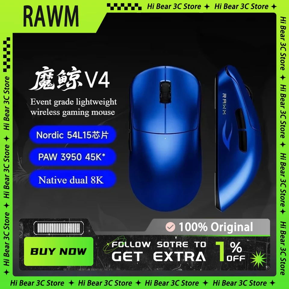 Rawm Leviathan V4 Gaming Mouse Native Dual 8k Lightweight Mouse