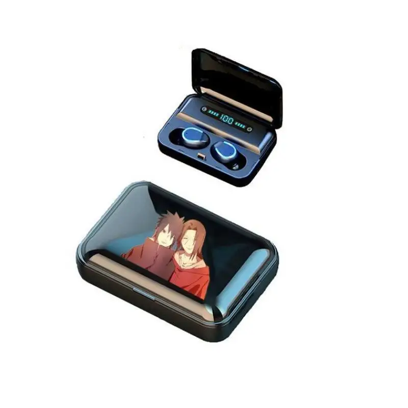 나루토 이어폰 무선 블루투스 고화질 스포츠 이어폰 충전 케이스 Uchiha Sasuke 만화 휴일 선물 이어폰