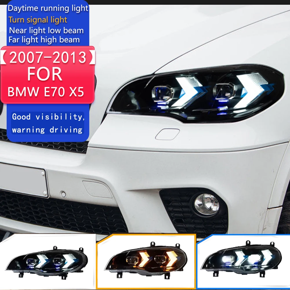 

2 шт. автомобильные фары для BMW E70 X5, светодиодные фары 2007-2013, фара RHD LHD Drl, линза проектора, автомобильная