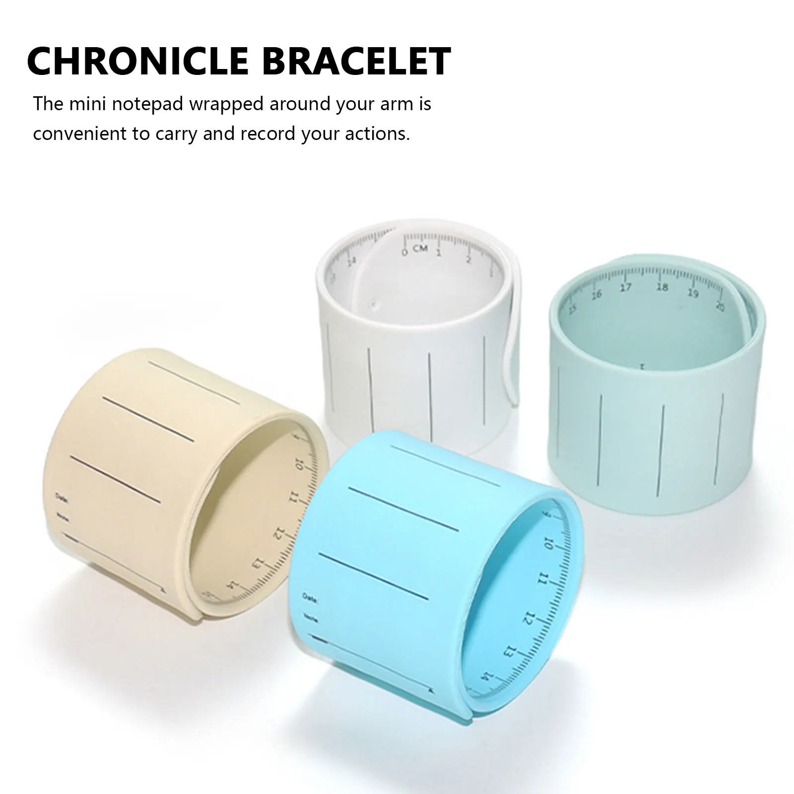 

Silicone Mini Notebook Wearable Writeable Pocket To-do List Wrist Strap Reusable Waterproof Erasable with Scale for Kids Adults