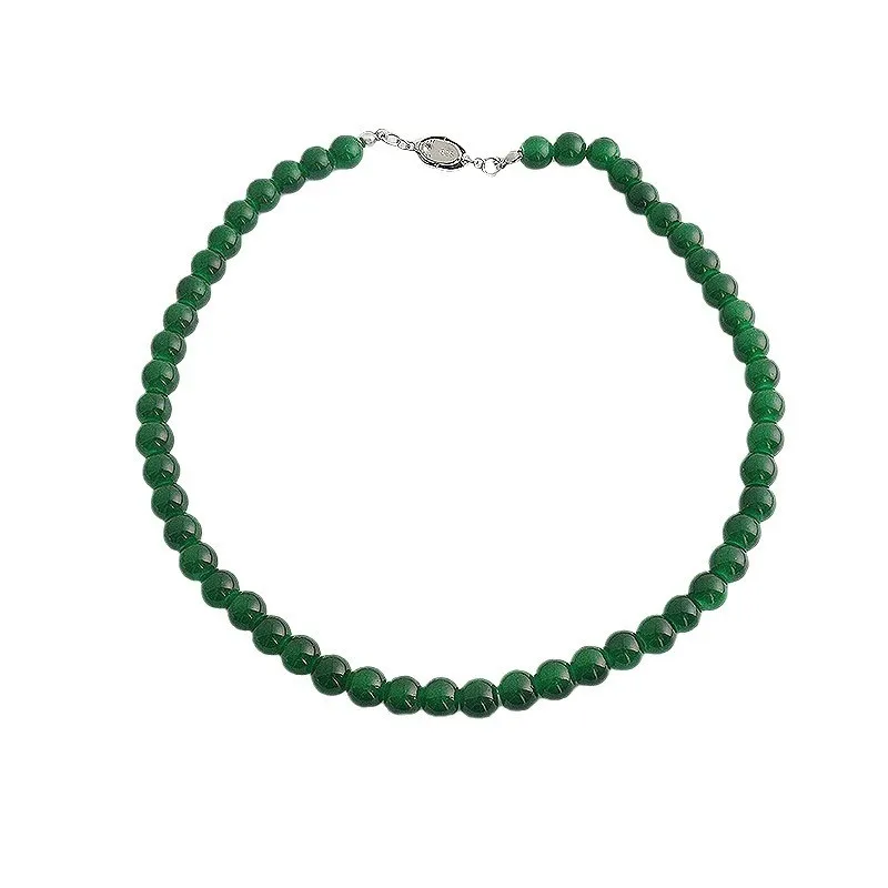 

Новое китайское черное, зеленое, халцедоновое, агатовое, ожерелье из бисера, цепочка на ключицу с пряжкой Guofeng