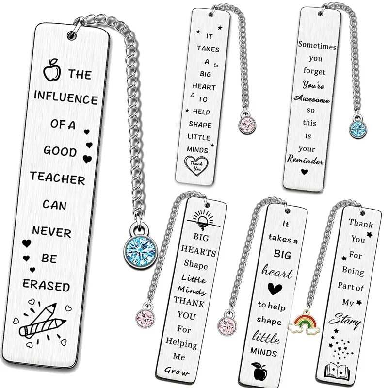 Stainless Steel Metal Leaf Rhinestone Pendant Bookmark Student Teacher Gift Read Home Bookmark Learn Supplies Teachers Day Gift