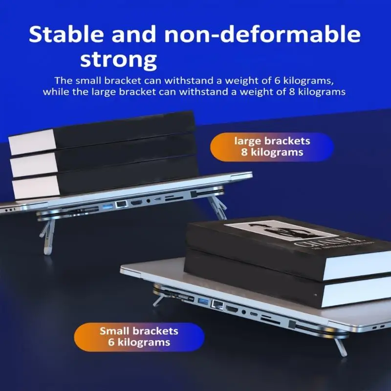 R53C 7 in 1 Foldable USB C Stand Dock With PD100W Charging 4K Ethernet Port Height Adjustable Dock For Notebook