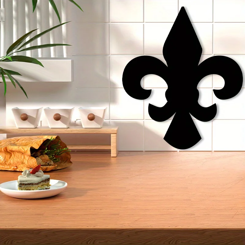 1 Stück Vintage Fleur De Lis Metall-Wandkunst – elegantes schwarzes Eisen-Finish, französisch inspirierte Schlafzimmerdekoration, Urlaubshaus-Akzent