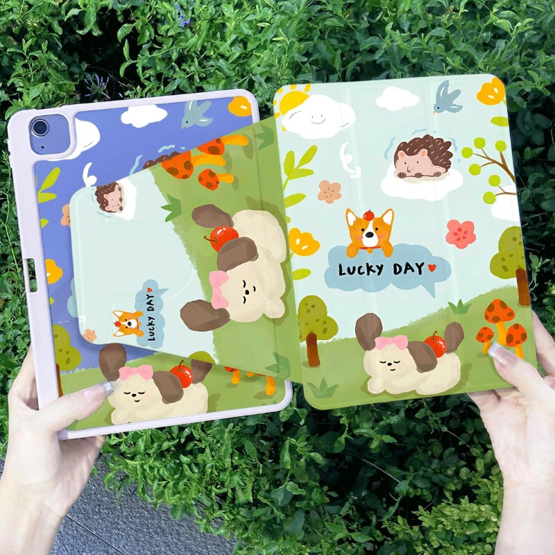 Ipad Air 3 Generation 2019 360 Degree Rotation Smart Cover Puppy Lawn for IPad 10.2 8th 9th Gen 10.9 10th Gen IPad Air 5 4 Shell