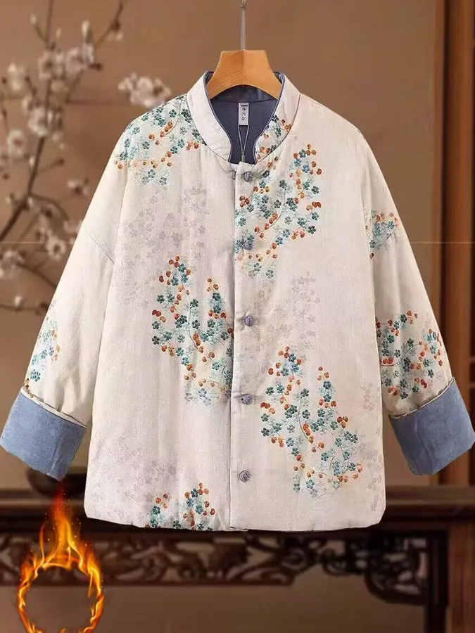 الرجعية الصينية Sle المرأة القطن Jaet الشباب Sle الوقوف طوق Thiened القطن مبطن ملابس خارجية ربيع الخريف الشتاء #5