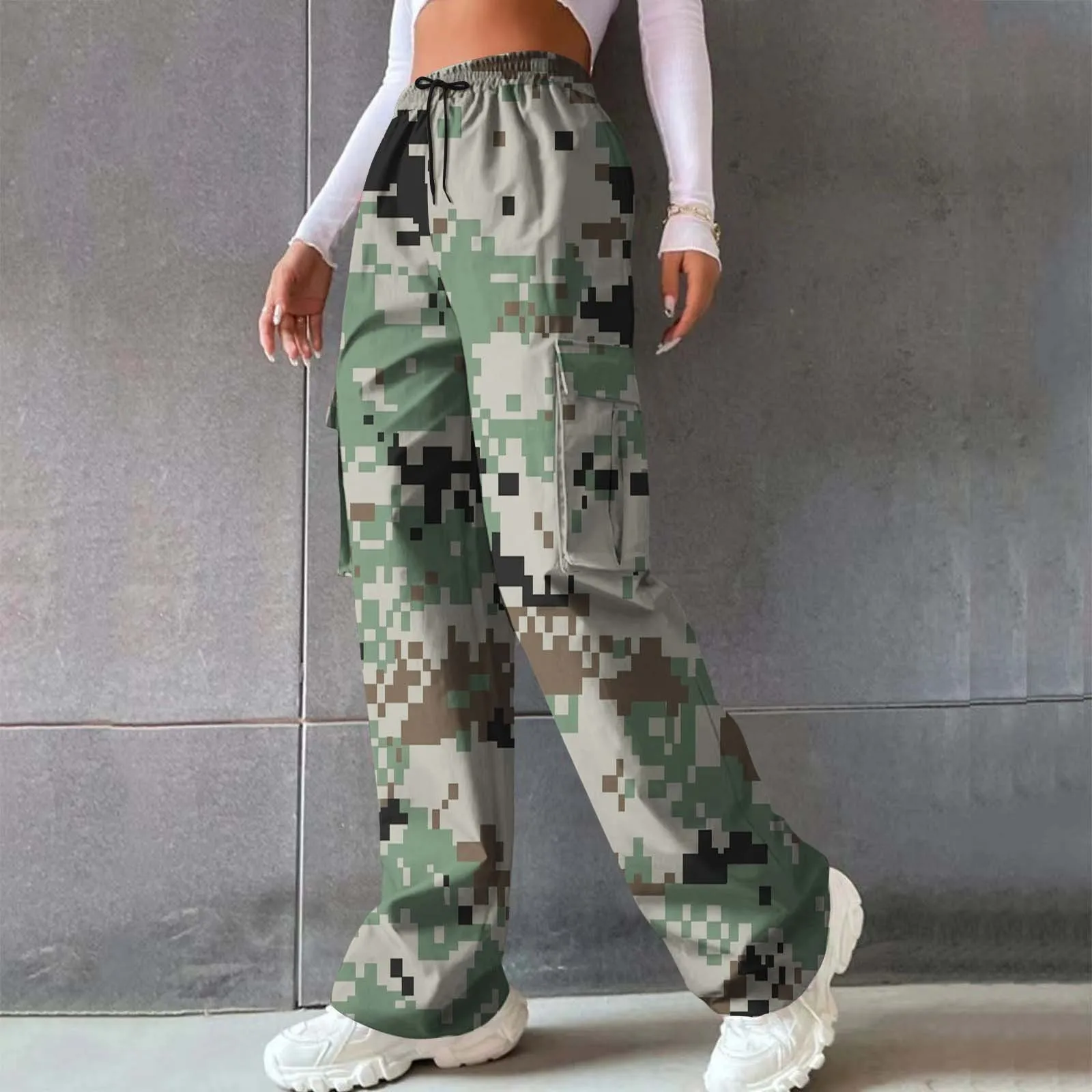 Women's Ladies Cargo Trousers Pants Casual Pants Camouflage Jeans Pencil Pants Vintage Harajuku Cargo Pants Streetwear