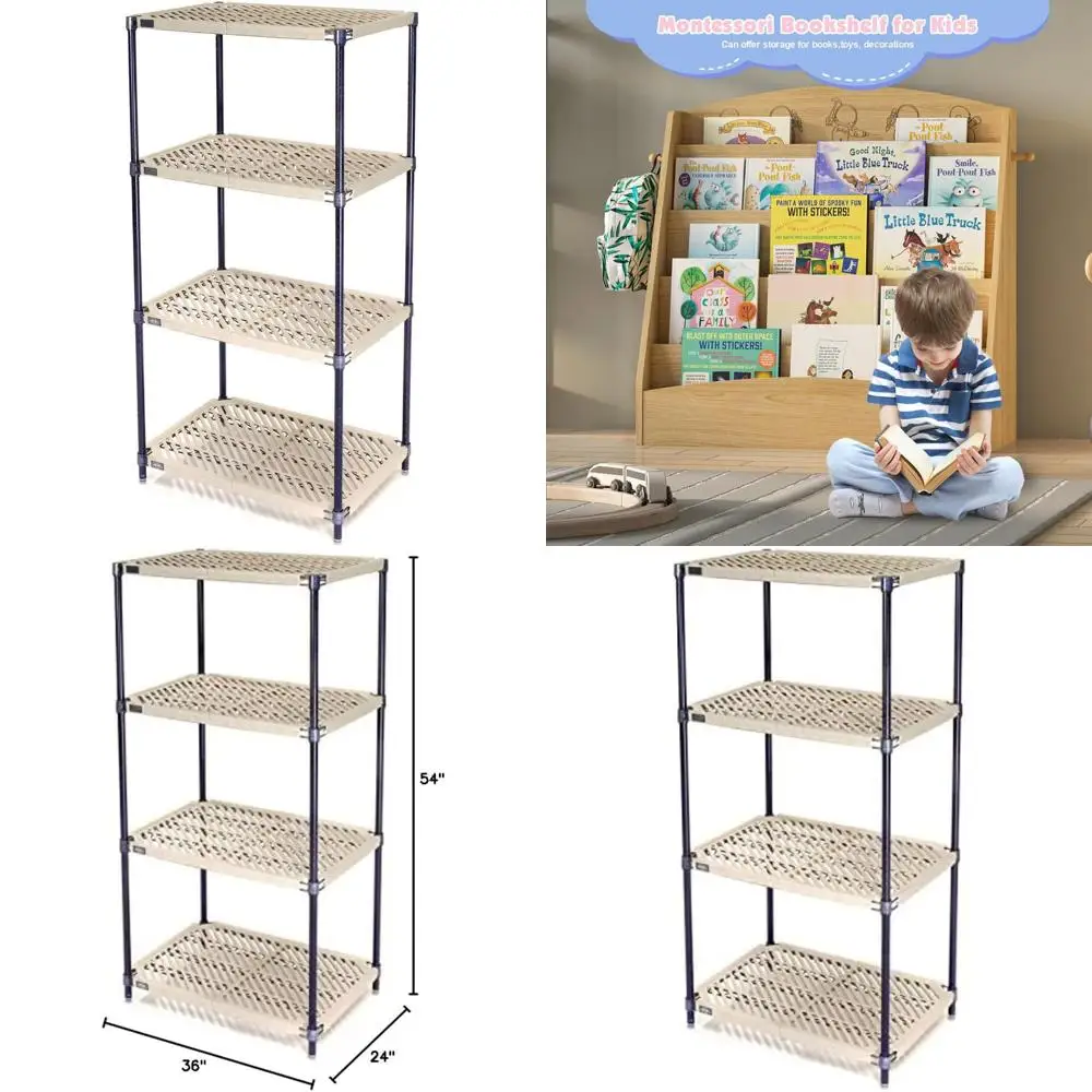 Półki plastikowe z otworami wentylacyjnymi, wytrzymałe wykończenie, 36x24x54, oszczędzające miejsce rozwiązanie do przechowywania w domu i biurze