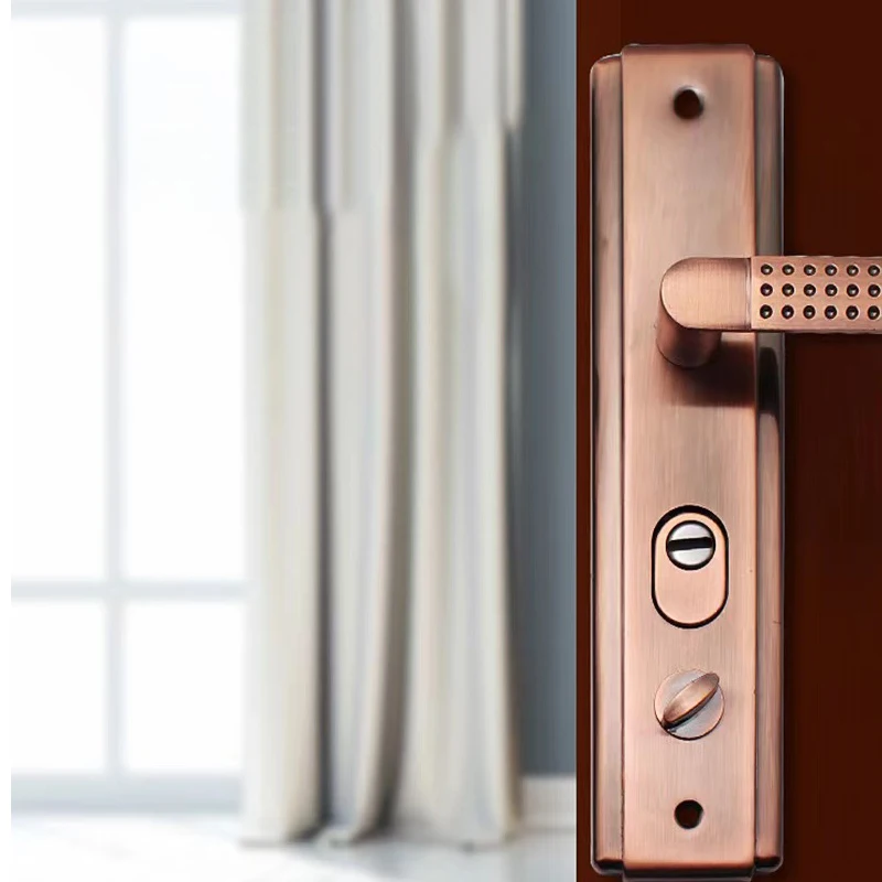 Anti-thief Multi-function Door Lock Handle Red Antique Copper Adjustable Direction Mortise Gate Handle Plate