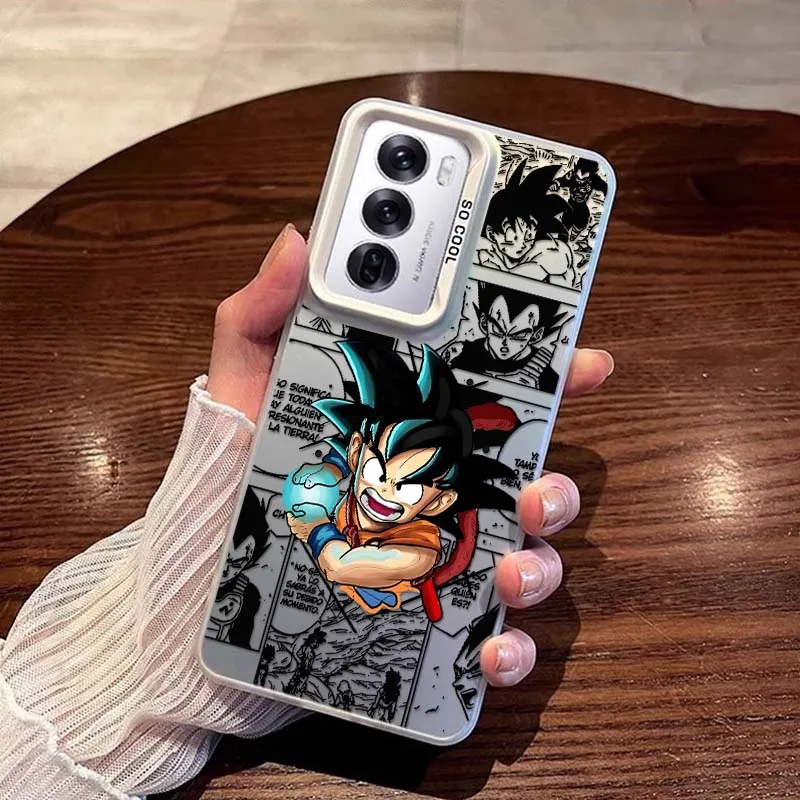 Kolorowe srebrne etui na telefon z motywem anime Dragon Ball dla OPPO A98 A96 A95 A94 A79 A78 A77 A54 A55