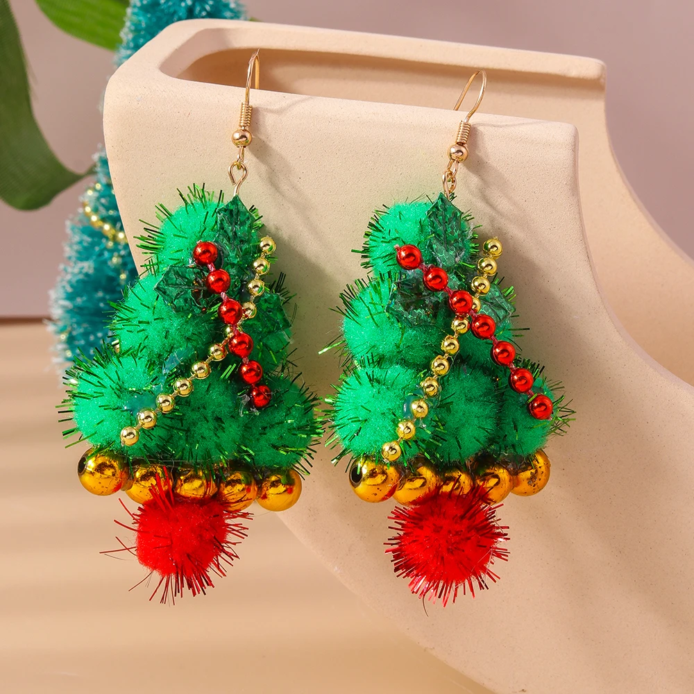 Modische Weihnachts-Ohrringe für Damen, Weihnachtsbaum-Hängeohrringe, Mädchen-Neujahrsfest-Schmuck, Geschenke – Detail 1