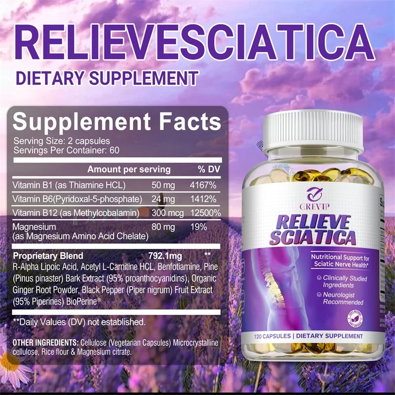 Sciatic Nerve Supplement - Advanced Sciatic Nerve Support Formula for Nerve Support,Muscle and Joint Health,Promotes Sleep