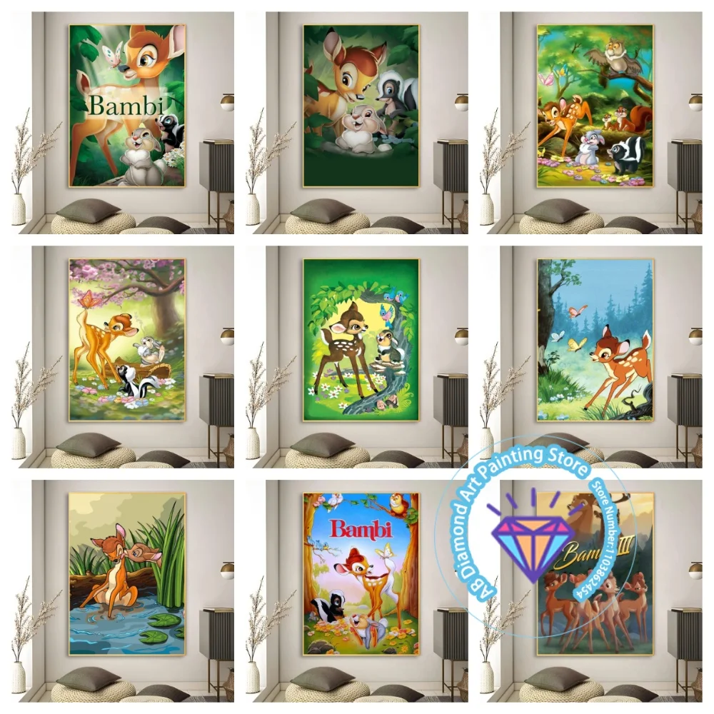 

Bambi Cartoon AB Diamond Painting Kit Square Round Diamond 5D DIY Cross Embroidery Handmade Art Unique Gift Crafts Home Decor