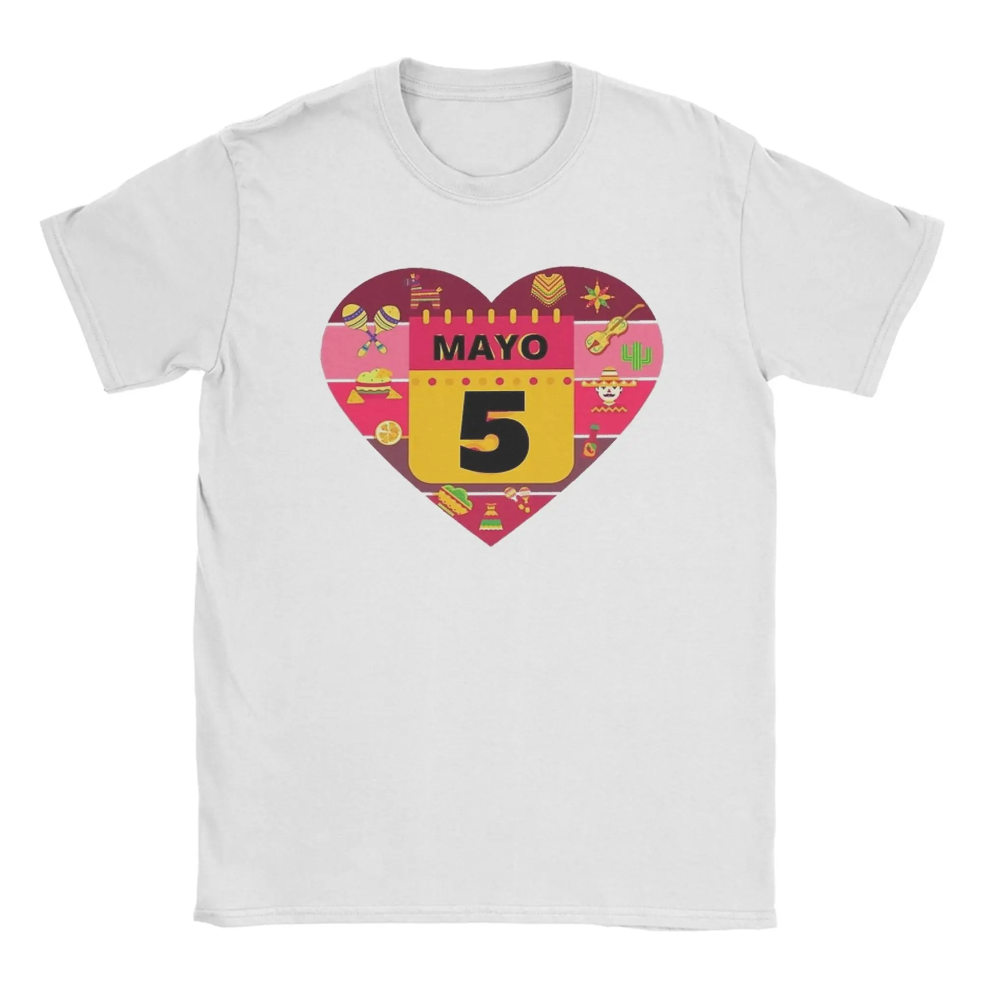 Cinco de Mayo Heart Sunset T Shirts for Men Cotton Creative T-Shirt O Neck  Tee Shirt Short Sleeve Clothes New Arrival