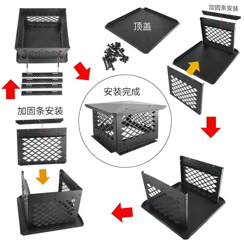 Chimney cover, rainproof, ventilation cover with cover plate