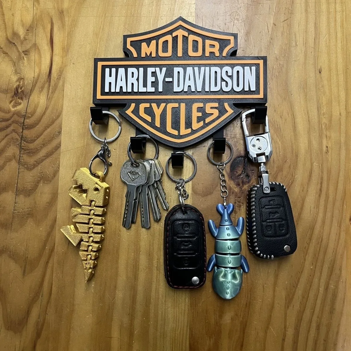 

Harley Davidson Key Holder for Wall Decor Organizer Tableware Hanger Wall Mounted with 5 Hooks Storage Rack for Kitchen Bathroom