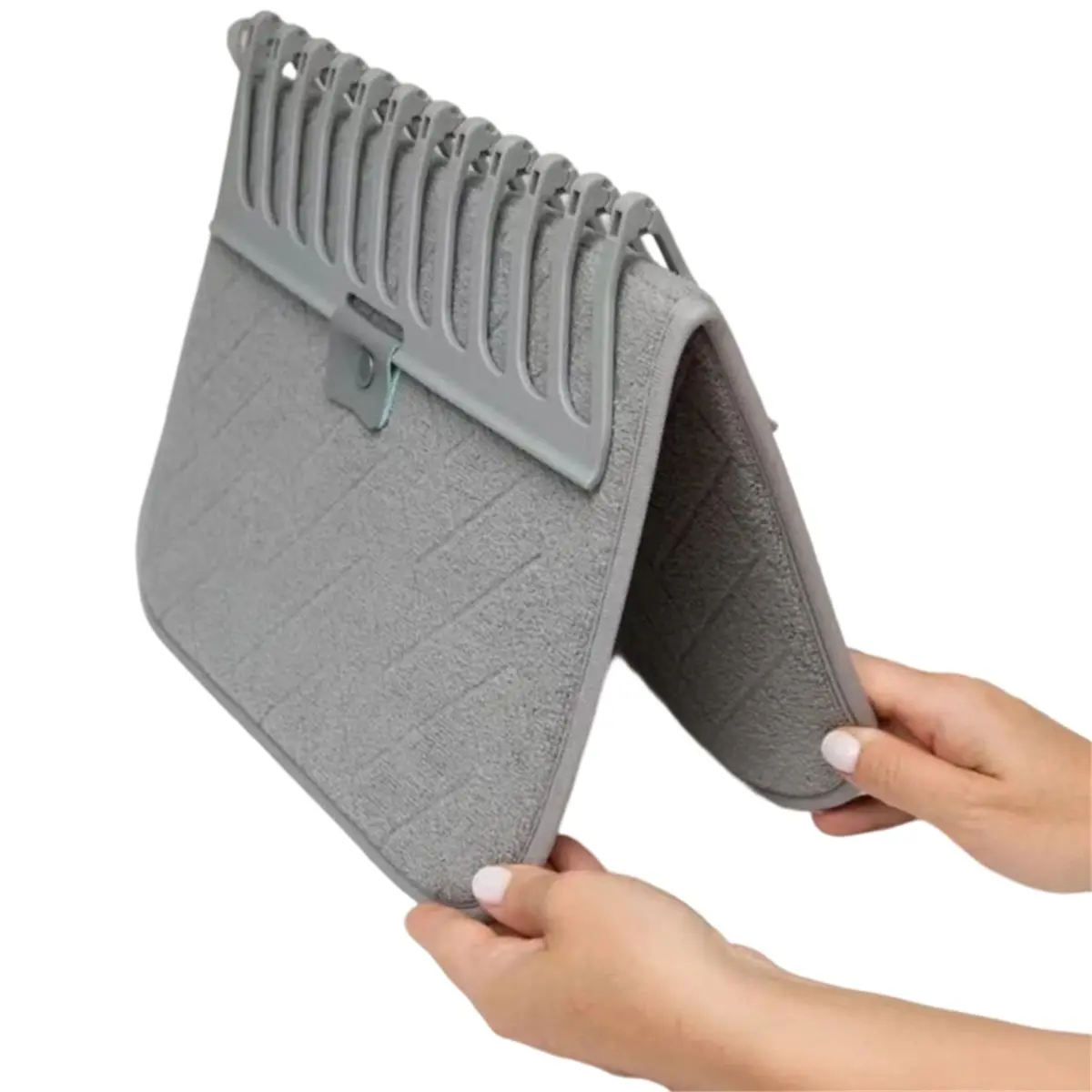 HITL Super Absorbent 2-in-1 Dish Drying Mat and Folding Drain Pad for Kitchenware
