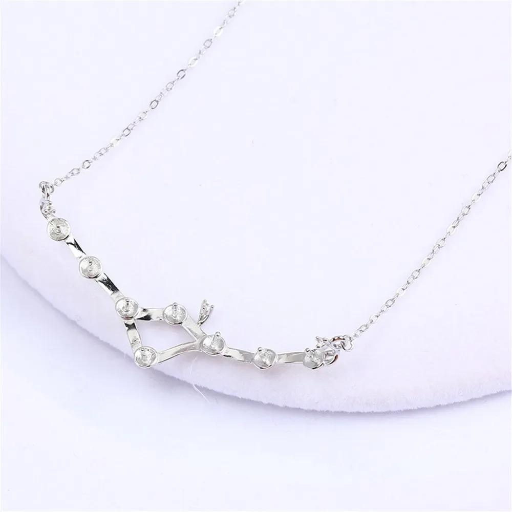 

S925 Sterling Silver Pearl Chain Set, DIY Jewelry Making Supplies, Blank Pendant Bases for Handmade Accessories, No Pearl