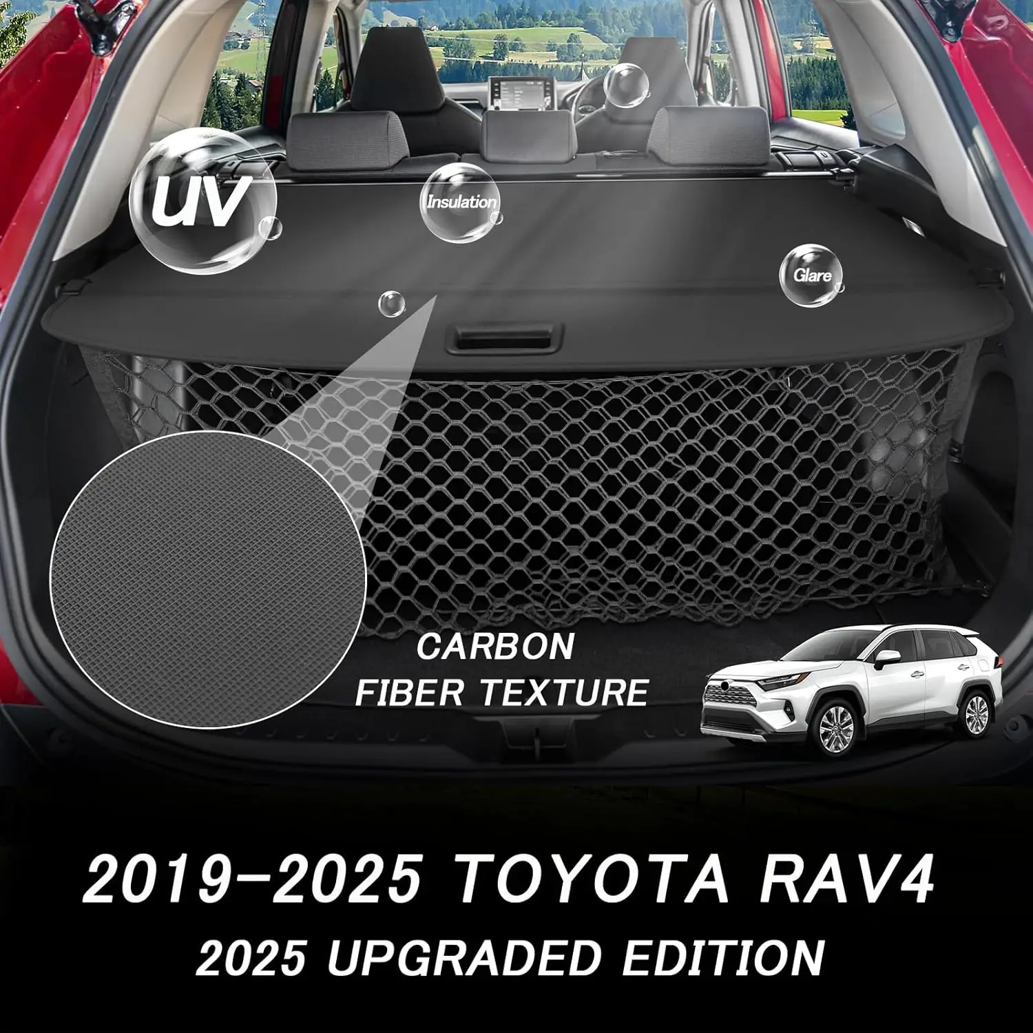 غطاء البضائع لملحقات 2019-2025 غطاء صندوق السيارة القابل للسحب غطاء أمان صندوق السيارة الخلفي الأسود غطاء حماية مقاوم للماء للبيع