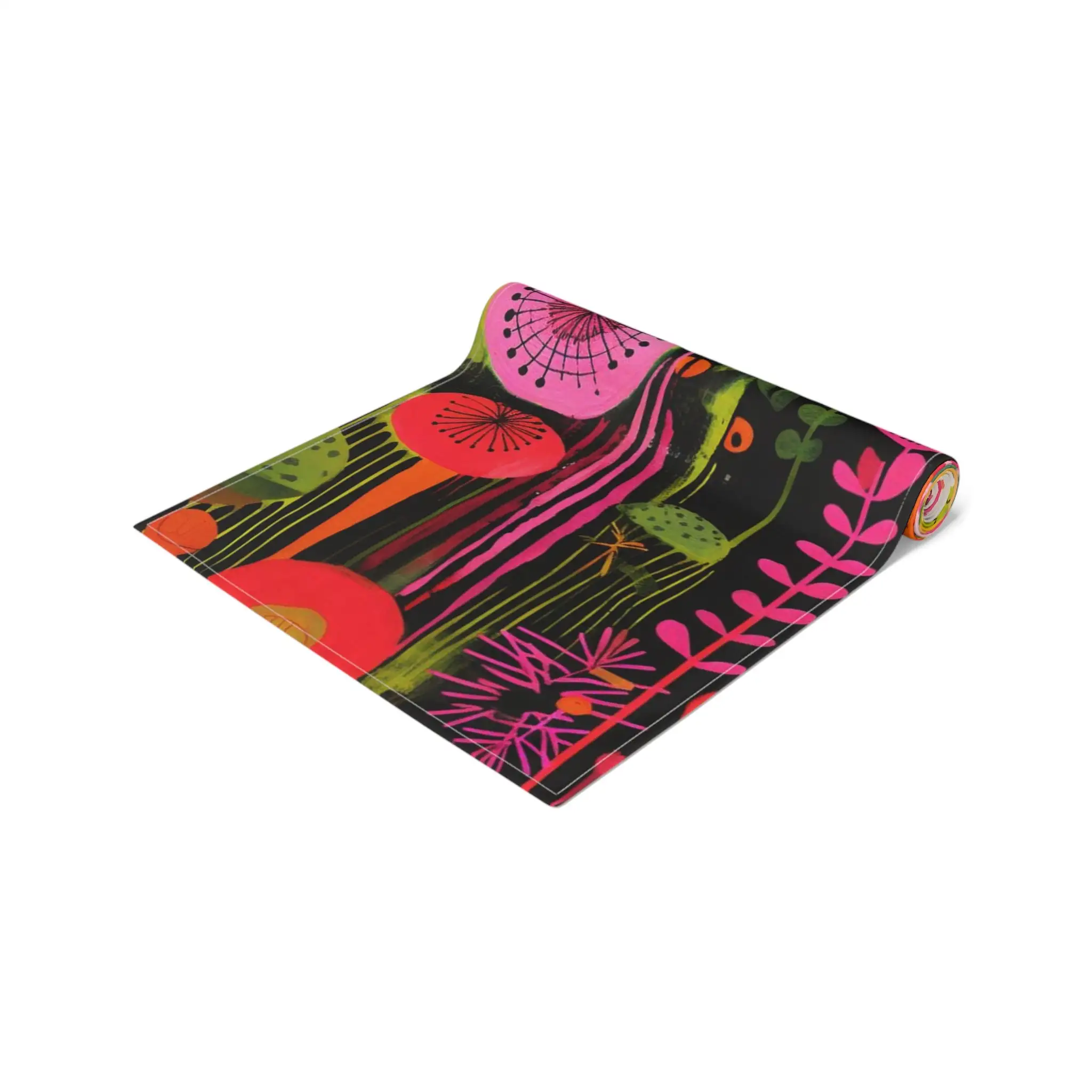 Colorful Spring Boho Floral Table Runner, Botanical Flower Kitchen Dining Room Table Scarf Everyday Celebration Party Decor