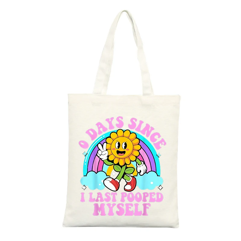 Canvas Tote Bag with Sunflower and Slogan-style Graphic, Casual Style for Daily Use and Shopping