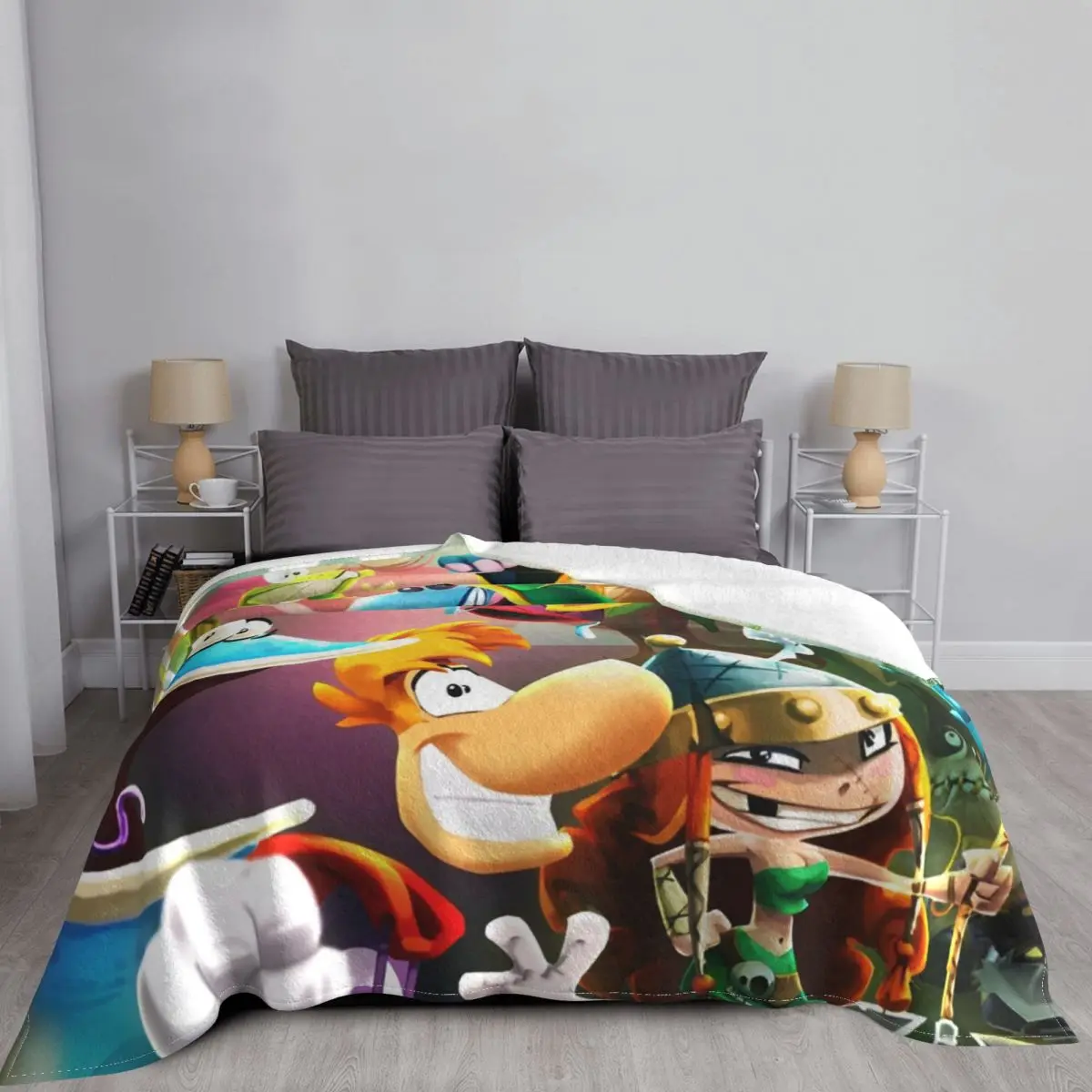 Rayman مغامرة لعبة الكرتون بطانية محبوكة مضحك الفن الفانيلا رمي بطانية السفر المطبوعة لينة الدافئة متعددة الوظائف البساط قطعة #3