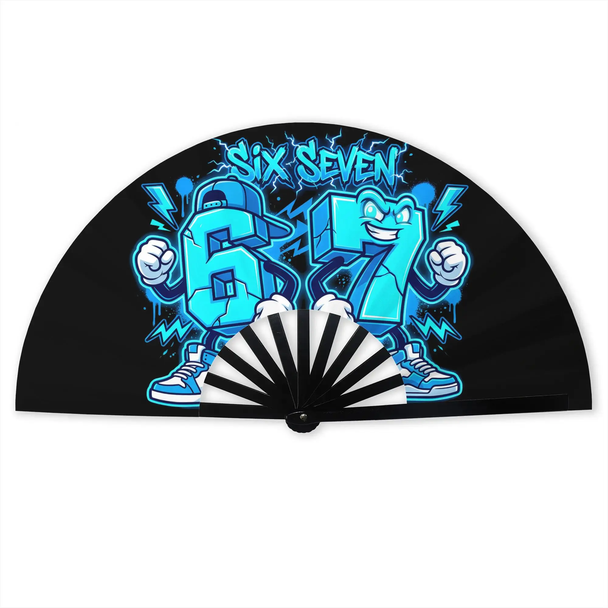 Six Seven 67 Folding Fan Chinese Style Funny Italian Brainrot High-Quality Polyester Fans Gift Classic Decorative Hand Fan