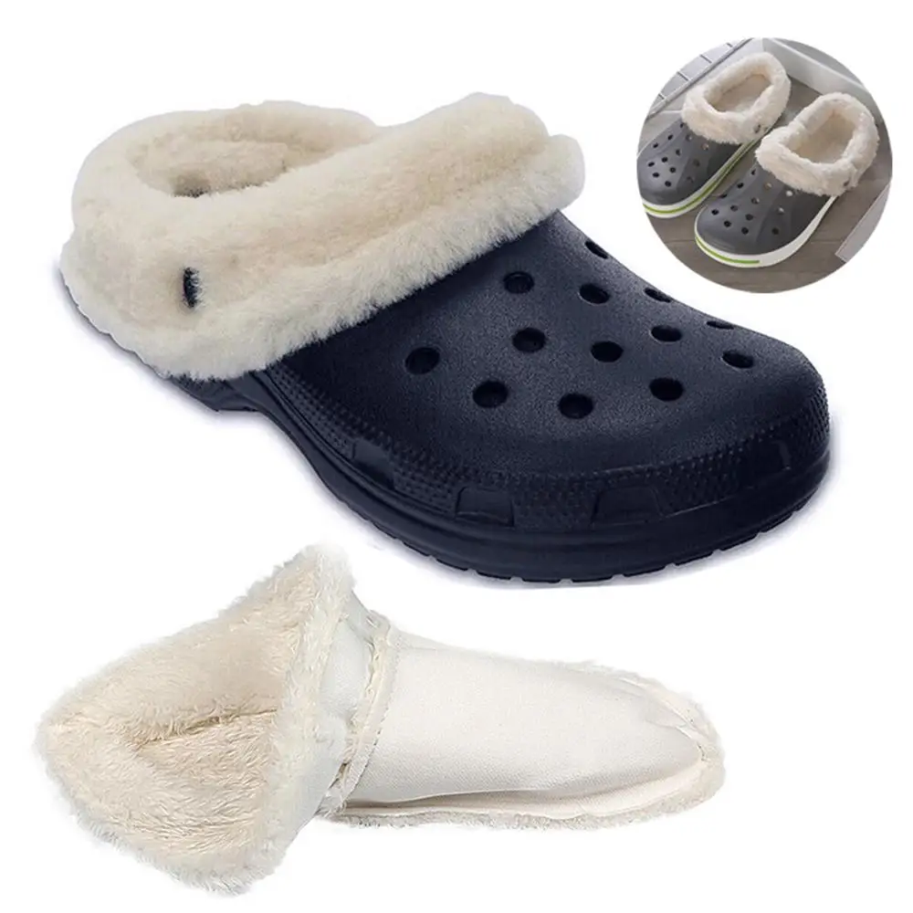 1 Pair Winter Warm Plush Insoles Shoe Charm for Crocs Hole Shoes Velvet Liner Thickened Soft Shoes Cover Shoes Accessories