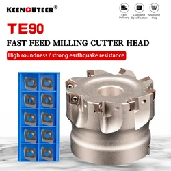 TE90-40-16-6T TE90-63-22-8T Double-sided high-efficiency open rough square shoulder end mill 4NKT blade milling cutter