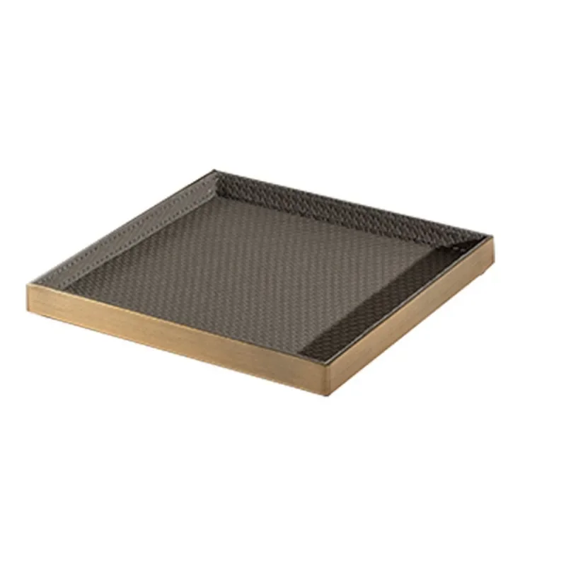 

Creative Italian light luxury square woven leather pattern tray, living room coffee table storage tray