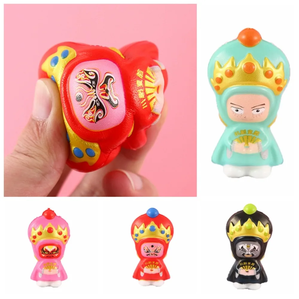 Doll Decoration Face Changing Squeeze Toy Sichuan Opera Slow Rebound Cartoon Fidget Toy Chinese Style PU Cute Pinch Toy Children