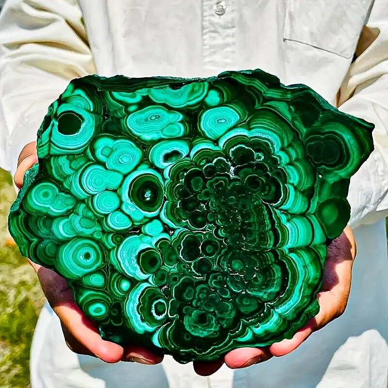 Natural Malachite Quartz Crystal Raw Stone Slab