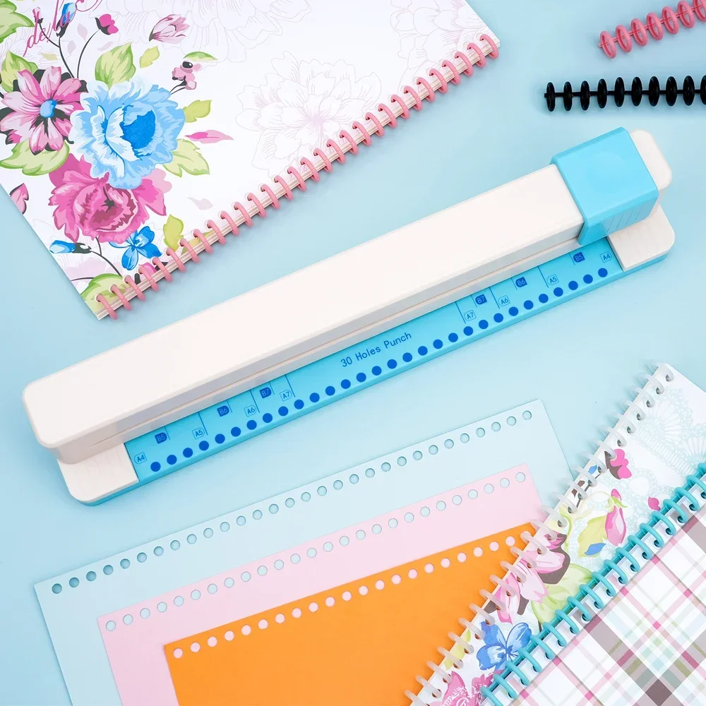 

30 Holes Binding Punch Portable Hand Pushed Multi-Hole Puncher Manual DIY A4 Loose Leaf Paper Punch Machine Letong Office Suppli