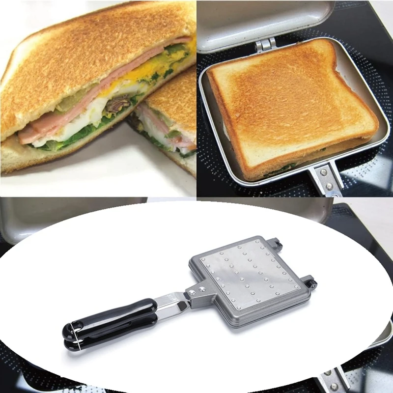 Hot Dog Torradeira para café da manhã, Sandwich Maker, Sandwich Press, Cozinha e Camping, Baking Tray, 1 Pc