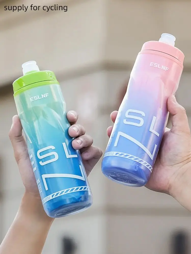 AliExpress ESLNF Insulated Keep Cold Water Bottle 610ML Big Capacity Cycling Bottle Fashionable Gradient Color Road Bicycle Kettle