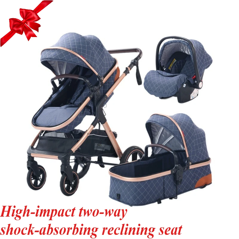 

Высокая пейзажная коляска может сидеть и лежать, складная многофункциональная двусторонняя тележка с амортизатором, четыре колеса