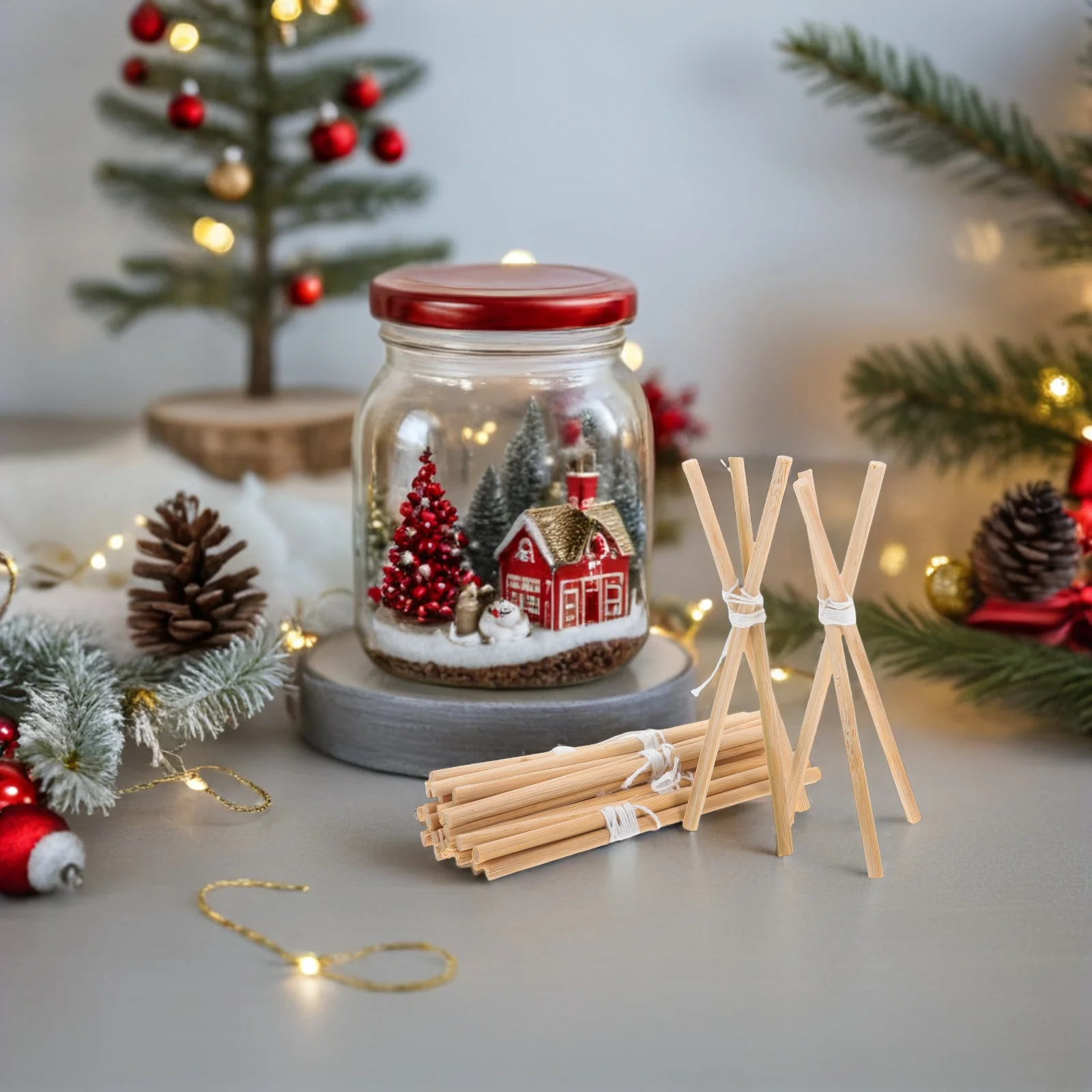 

10 Pcs Miniature Bonfire Wooden Stand Dollhouse DIY Props Firewood Rack Fireplace Holder Campfire Part Small