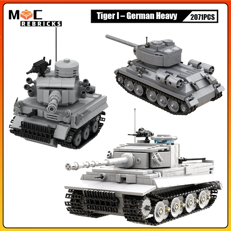

Military Series Building Blocks SD Tiger I T-34/85 – WW2 Soviet Medium German Heavy Tank DIY Model Bricks Boy Toys Xmas Gifts