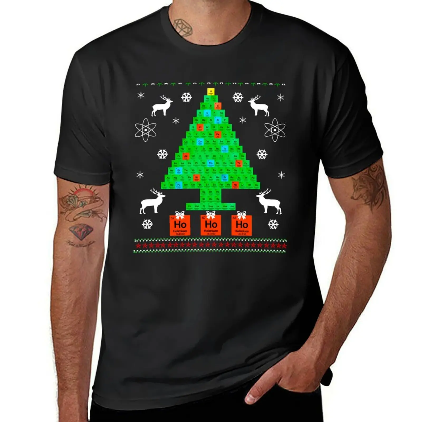

Periodic Table Christmas Tree Reindeer Ho Ho Ho T-Shirt Short sleeve tee man clothes plain mens graphic t-shirts big and tall