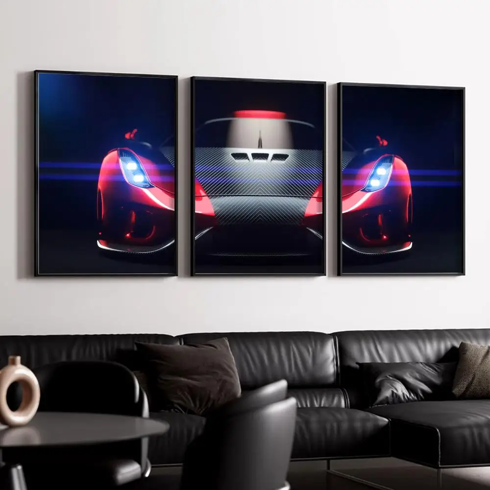 Exotic Car Front Perspective Painting Calligraphy Canvas Wall Art Poster Set for Bedroom Living Room Home Decor Prints Gift