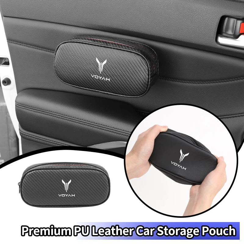 Car Door Leather Bag Velcro-fastened Sunglasses Storage Box Accessories For Dongfeng Voyah Free Dreamer 2021 2022 2023