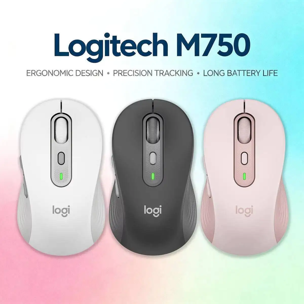 لوجيتك M750/M650/M650L ماوس بلوتوث لاسلكي للاستخدام المكتبي، أجهزة الكمبيوتر المحمولة الهادئة والصغيرة/الكبيرة