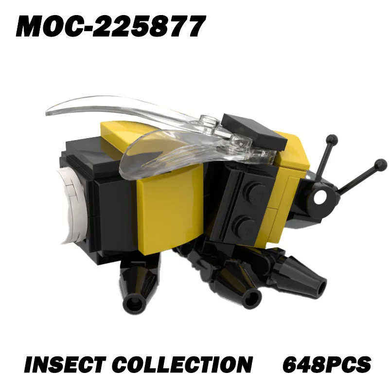 MOC-225877 곤충 시리즈 블록 모델 브릭 세트 창의적인 휴일 선물 648PCS 나비 잠자리 애벌레 벌 딱정벌레