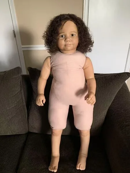 DLS – Kit peint pour bébé Reborn de 3 ans, 100cm, approvisionnement limité, avec cheveux enracinés à la main, partie de bricolage avec corps en tissu