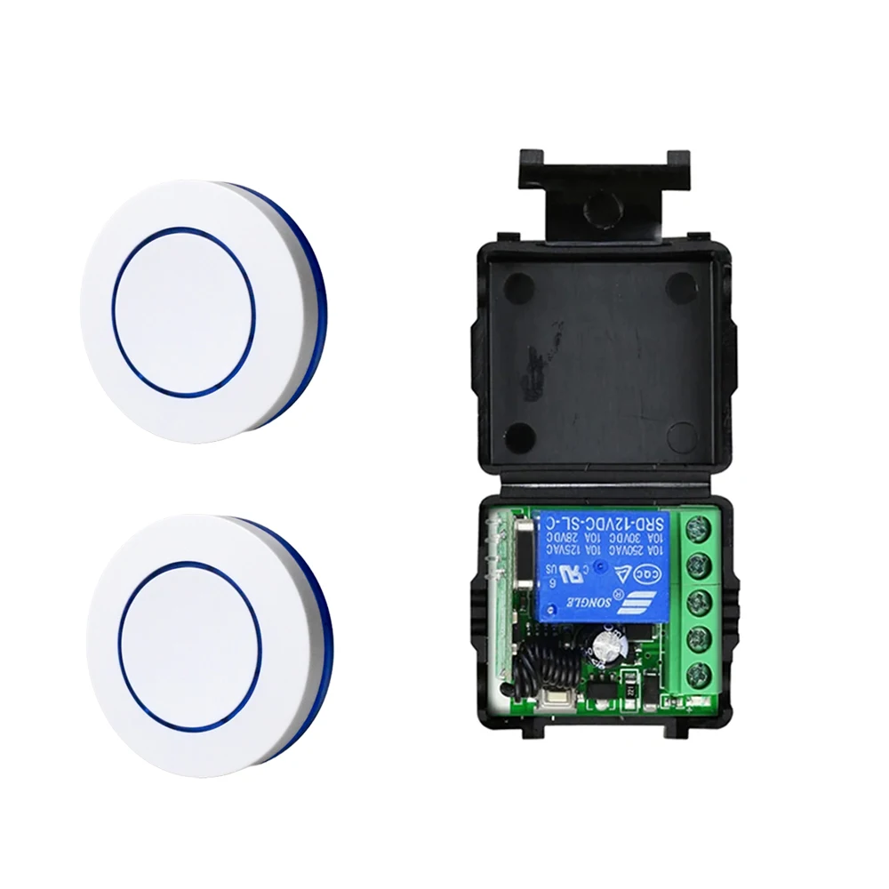 433Mhz Runder Knopf DC 6V 9V 12V 24V RF-Relaismodul Fernbedienungsschalter Drahtloses Kit für LED-Lampe Glühbirne Tor Tür Ventilator